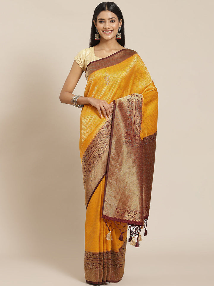 Brocade Art Handloom Embroidered Saree