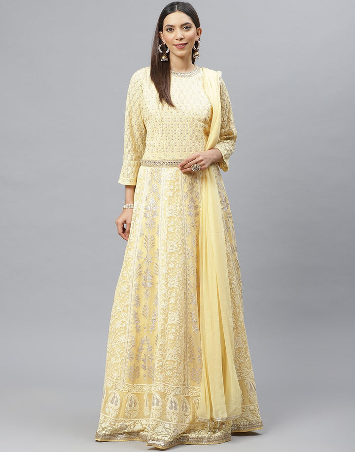 Peach Georgette Anarkali Salwar Kameez
