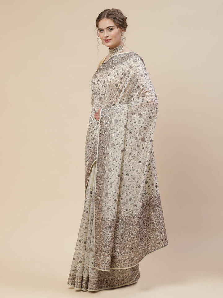 Resham Jaal Organza Embroidered Saree