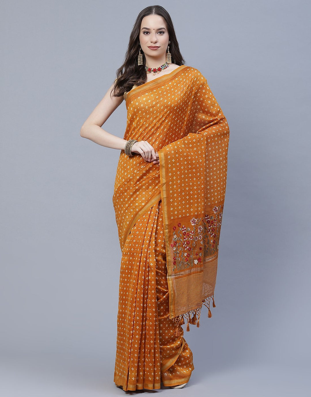 Printed Cotton Chanderi Saree