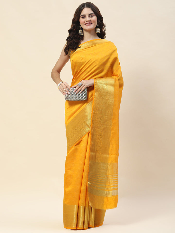 Plain Zari Border Woven Handloom Saree