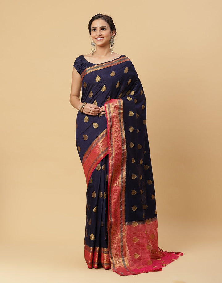 Woven Art Handloom Saree With Zari Booti Border