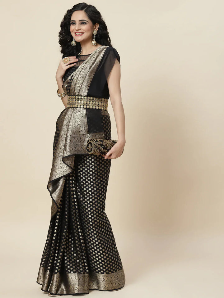 Zari Booti Georgette Plain saree