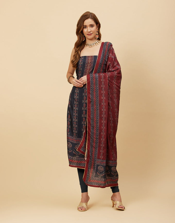 Printed Art Handloom Dupion Suit Piece