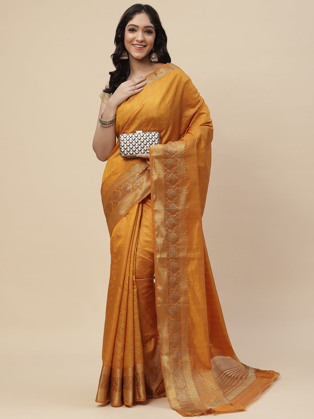 Plain Zari Border Handloom Woven Saree