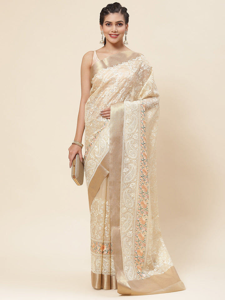 Resham Jaal Embroidered Cotton Saree