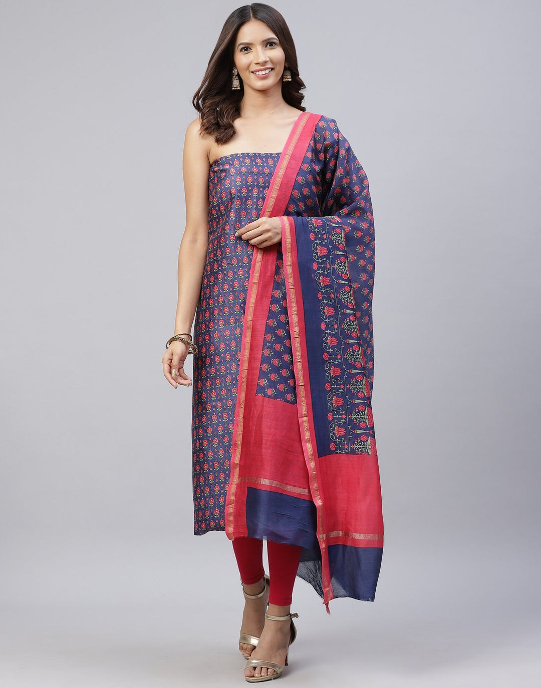 Printed Chanderi Suit Piece