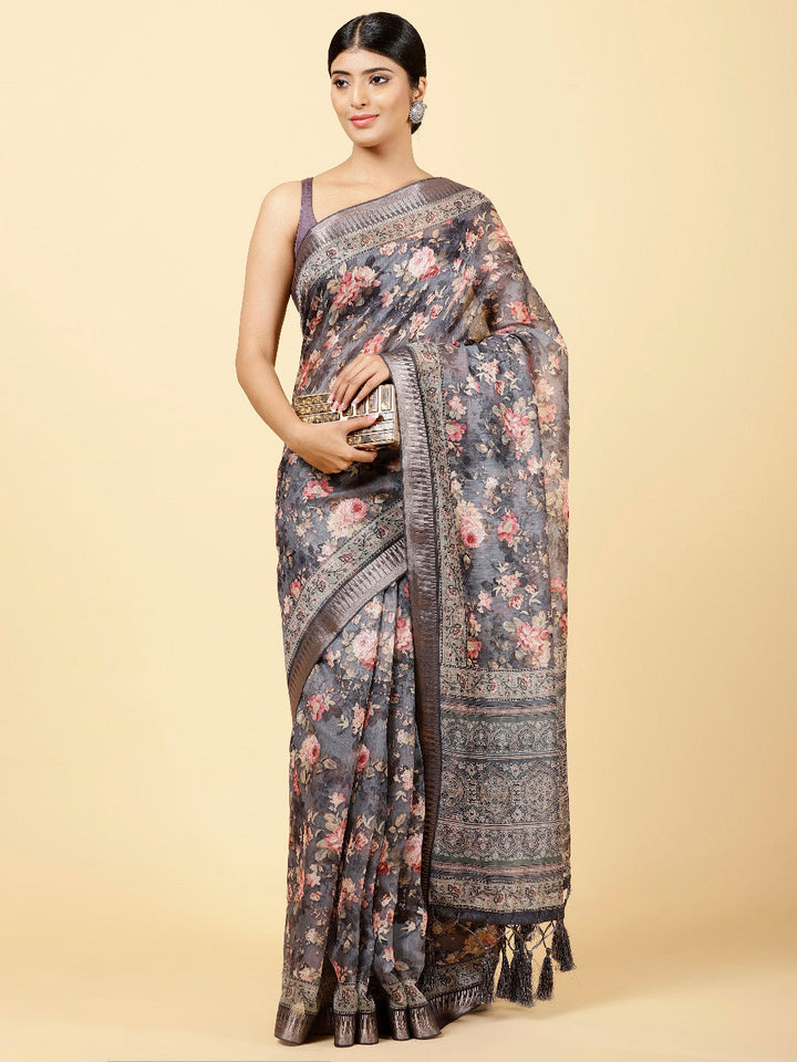 Floral Printed Cotton Saree