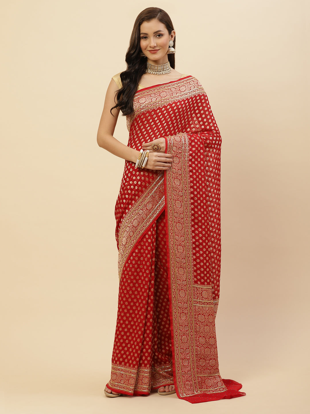 Stone Banarasi Embroidered Saree
