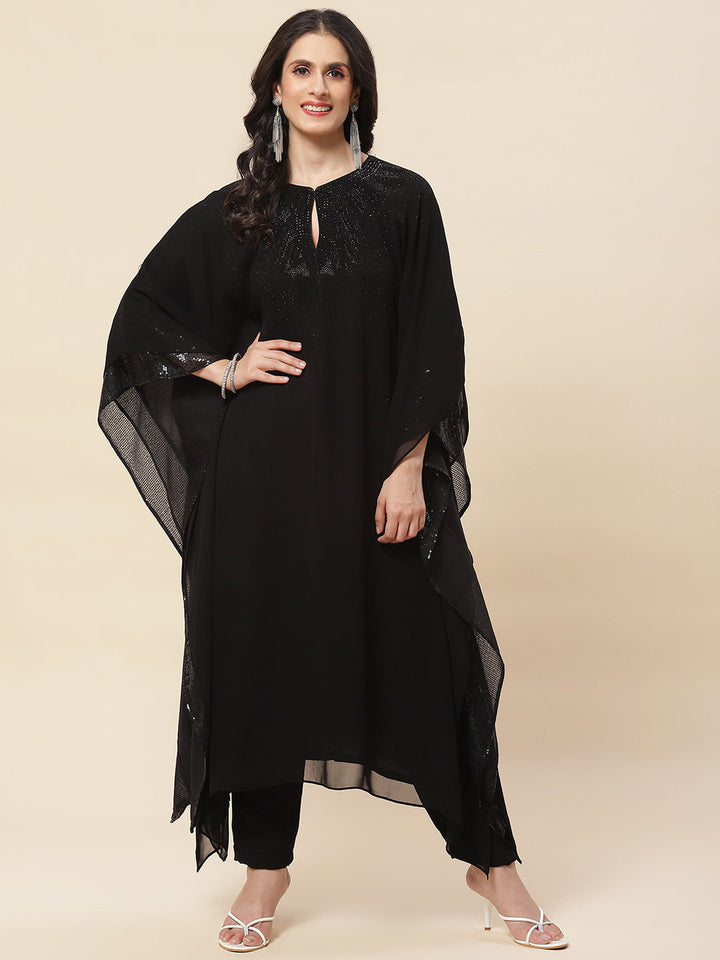 Yoke Embroidered Georgette Kaftan Kurta
