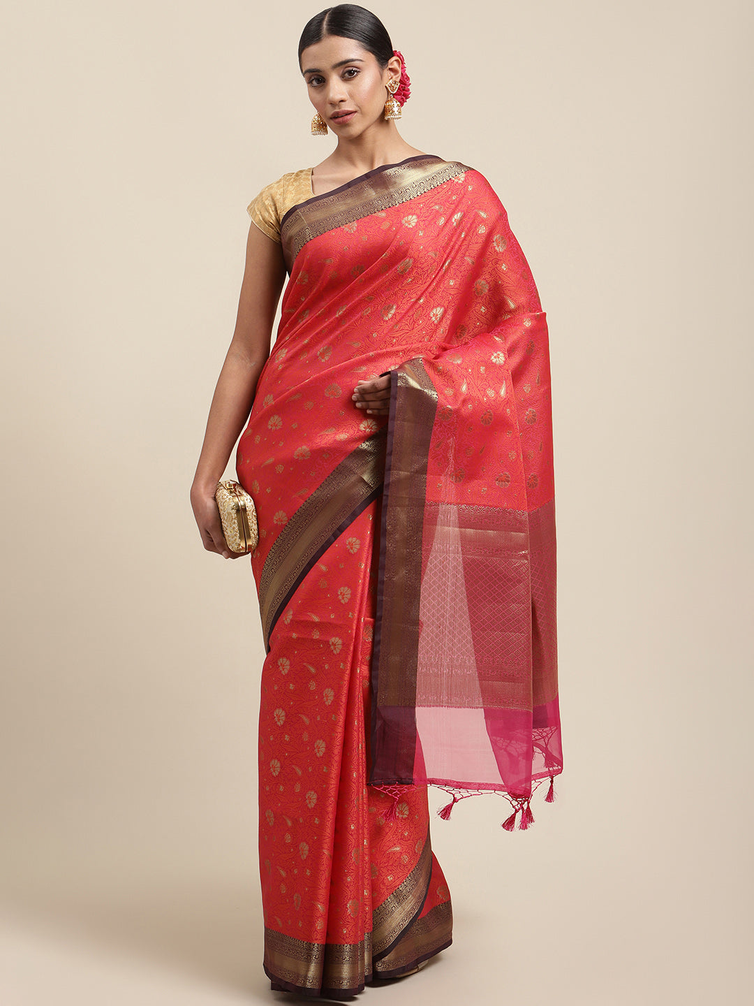 Resham Jaal Cotton Woven Saree