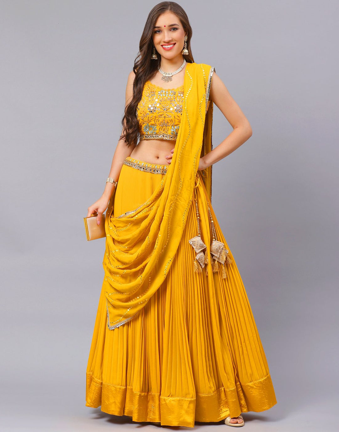 Georgette Lehenga With Mirror work Choli