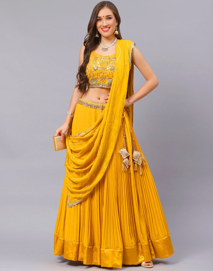 Georgette Lehenga With Mirror work Choli