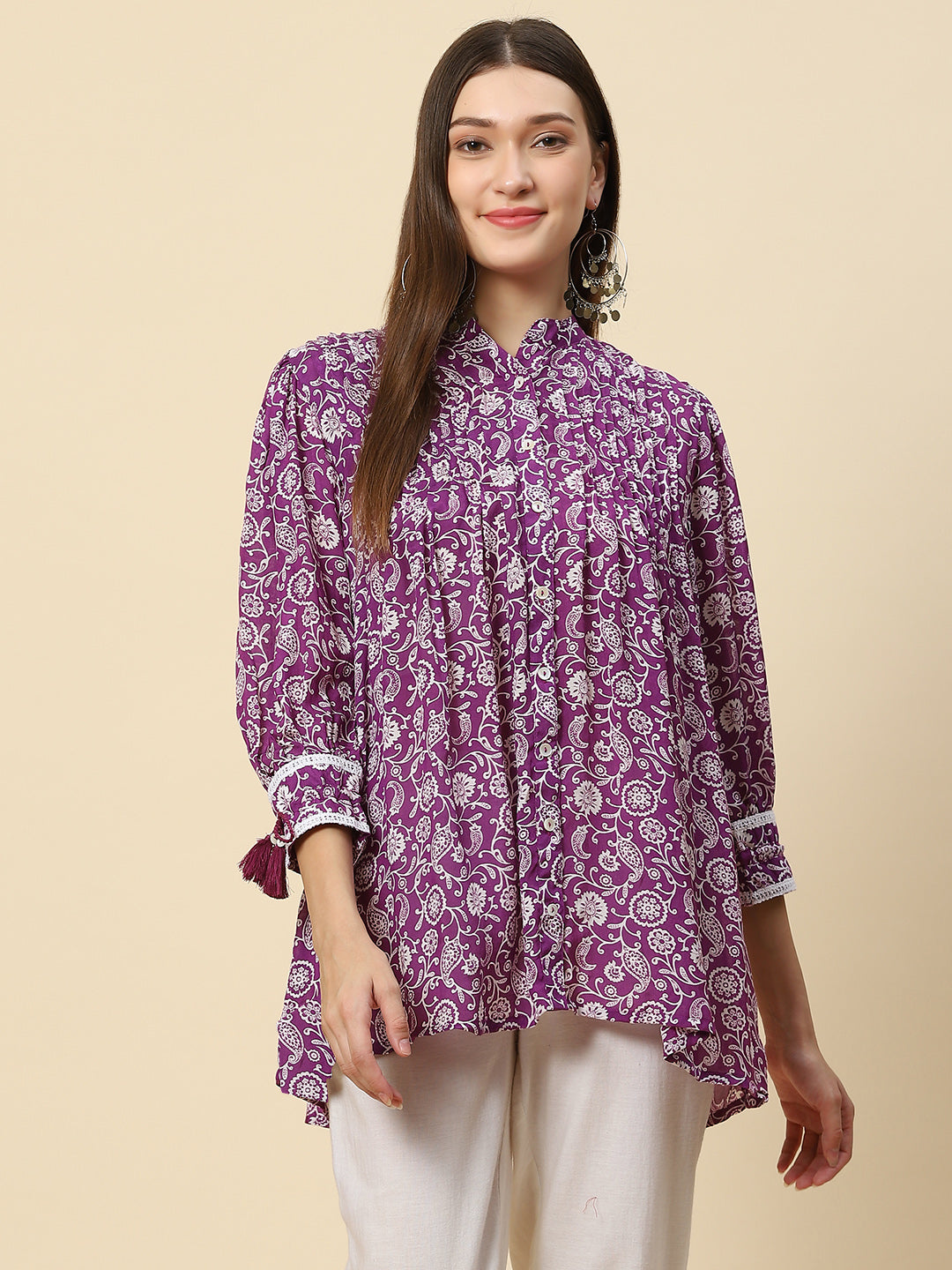 Floral Printed Muslin Kurta