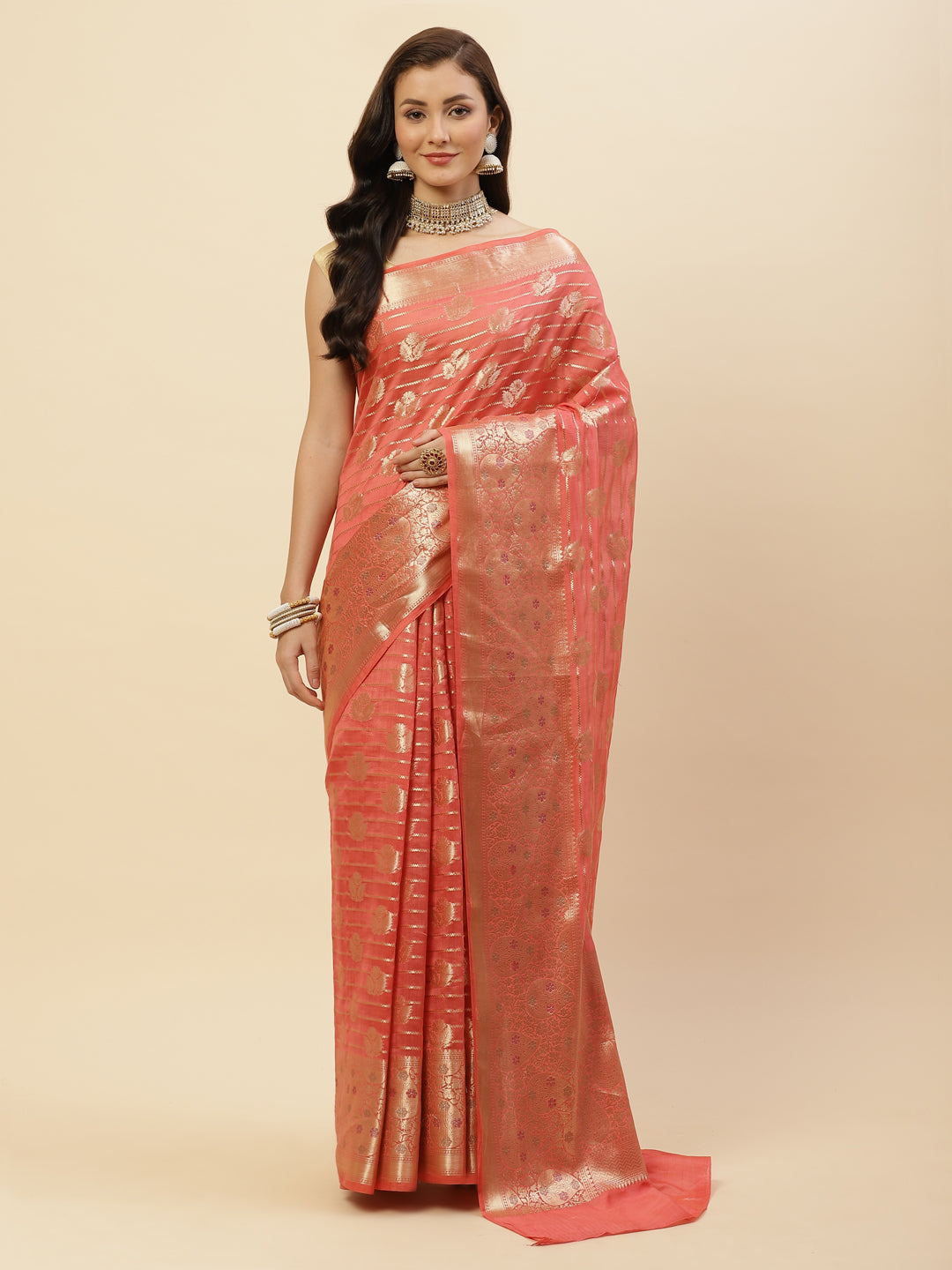 Zari Jaal Cotton Woven Saree
