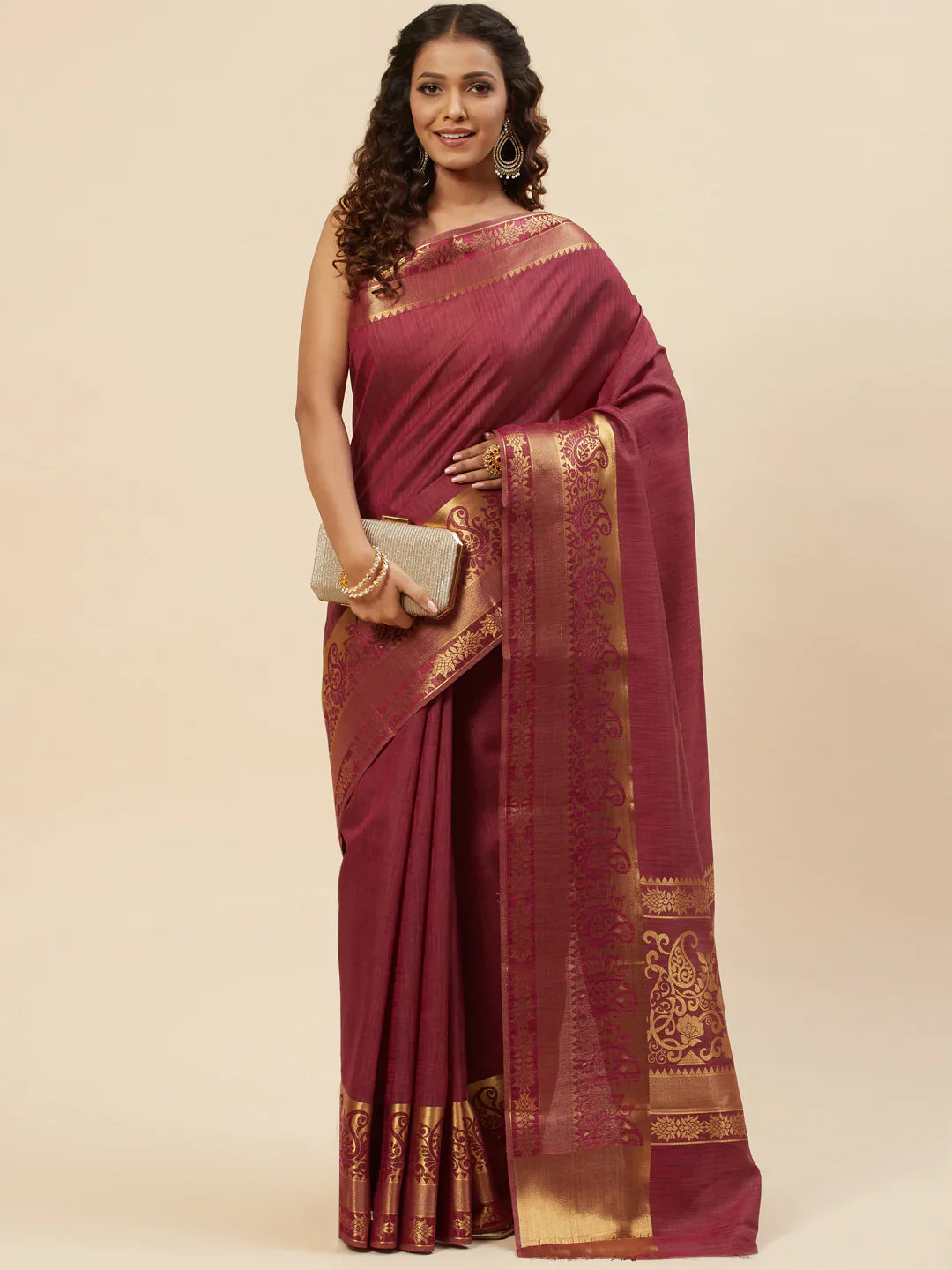 Plain Zari Border Handloom Woven Saree