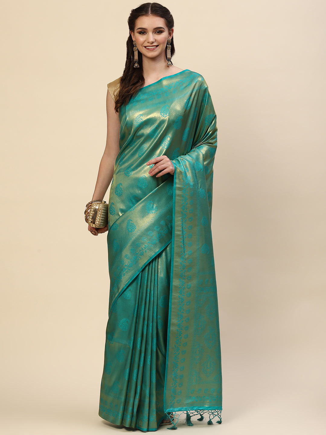 Plain Zari Border Handloom Woven Saree