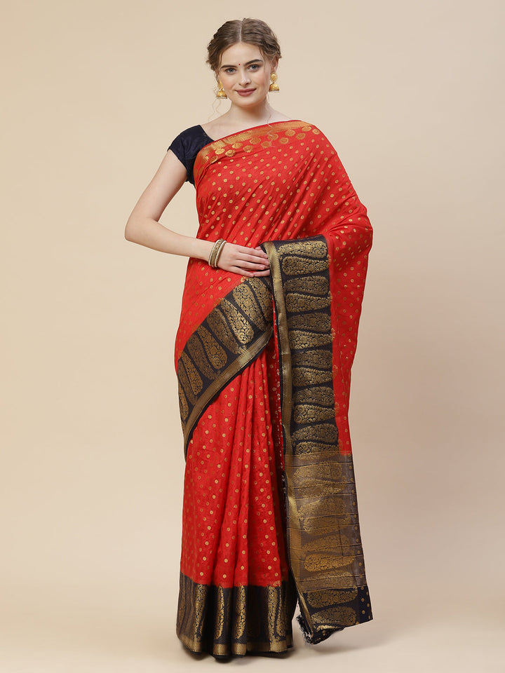 Zari Border Booti Art Handloom Woven Saree