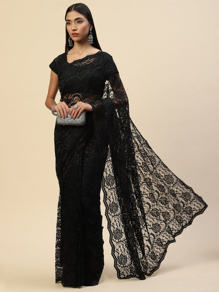 Stone Embroidered Lace Saree