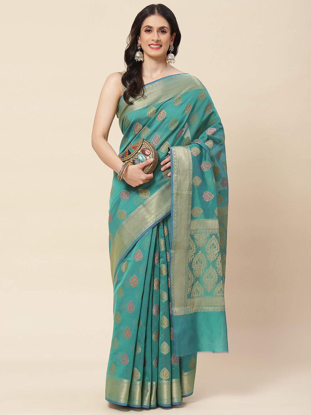 Zari Booti Woven Cotton Saree
