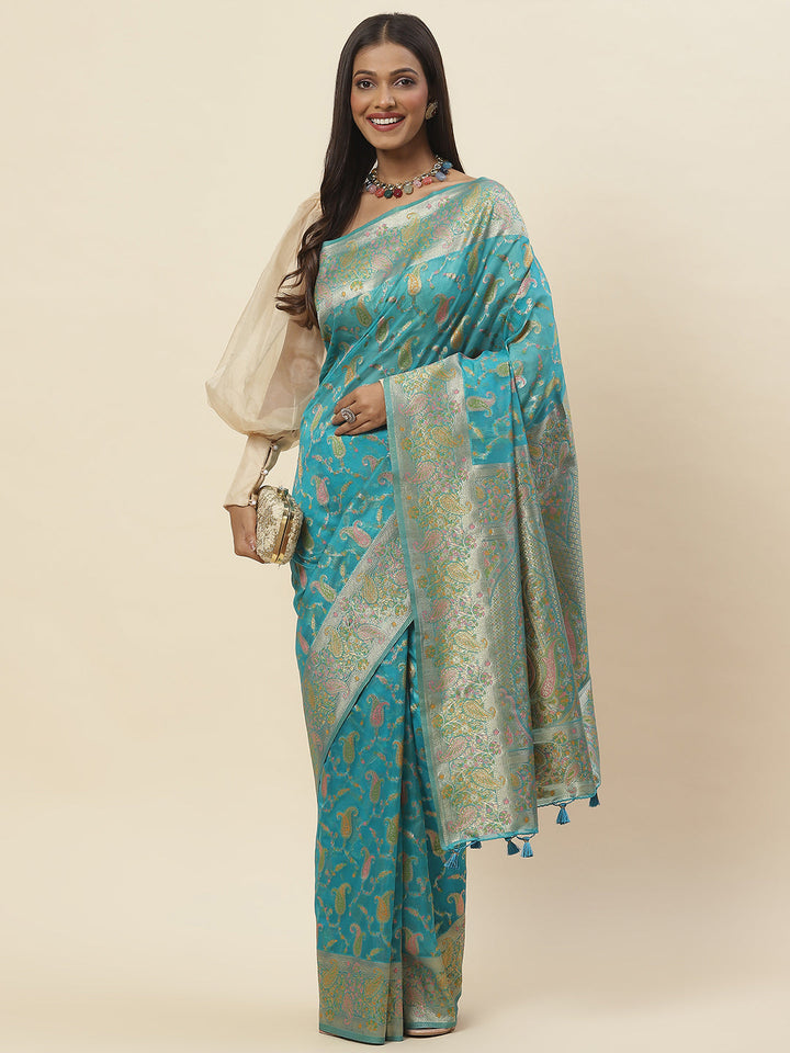 Zari Jaal Woven Organza Saree