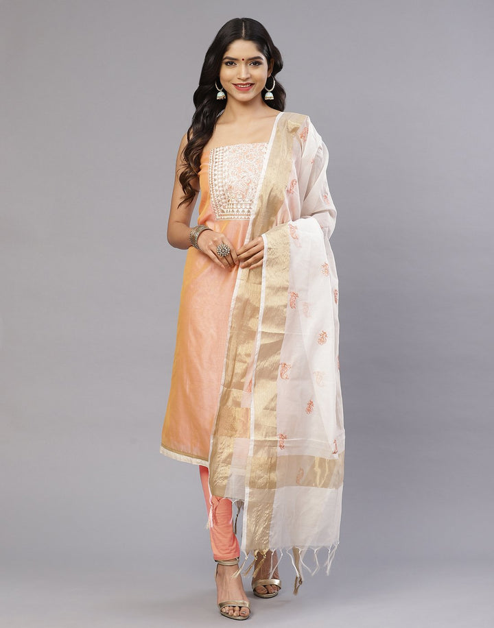 Chanderi Embroidered Suit Piece
