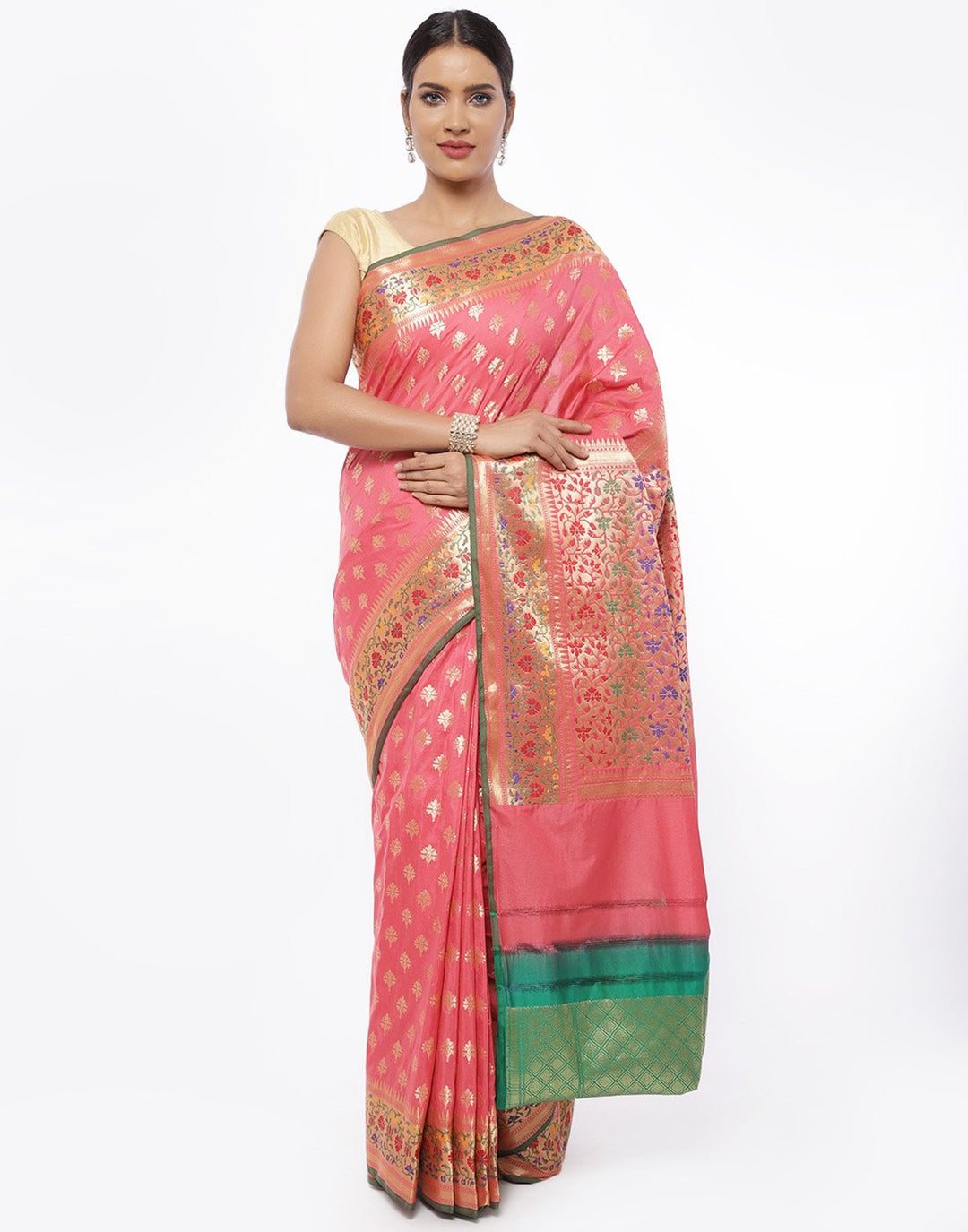 MBZ Meena Bazaar-Banarasi Silk Woven Saree With Zari Booti