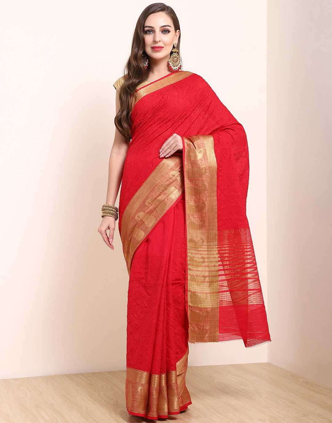 Red Art Handloom Saree