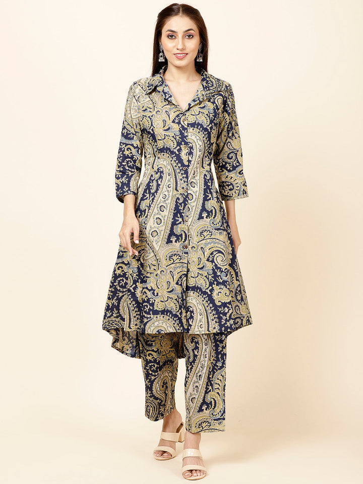 Paisley Printed Cotton Kurta With Pants