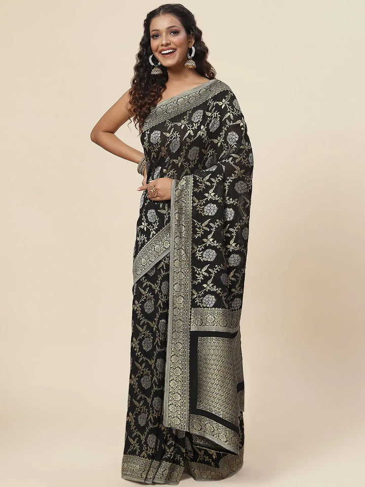 Zari Border Booti Handloom Woven Saree