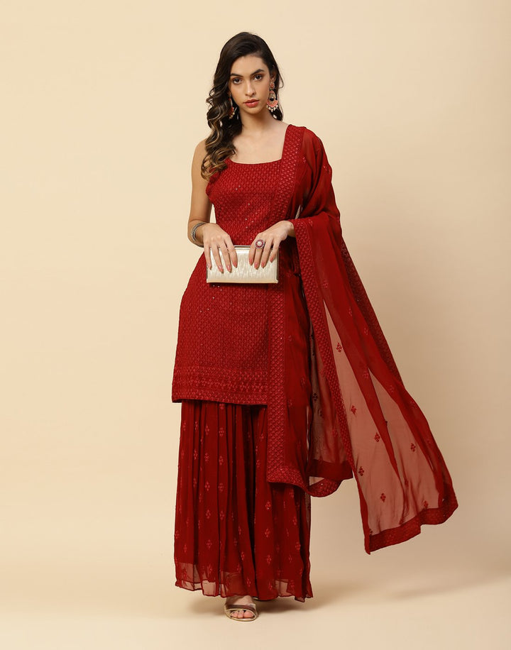 Embroidered Georgette Salwar Kameez Stitched Suit With Dupatta