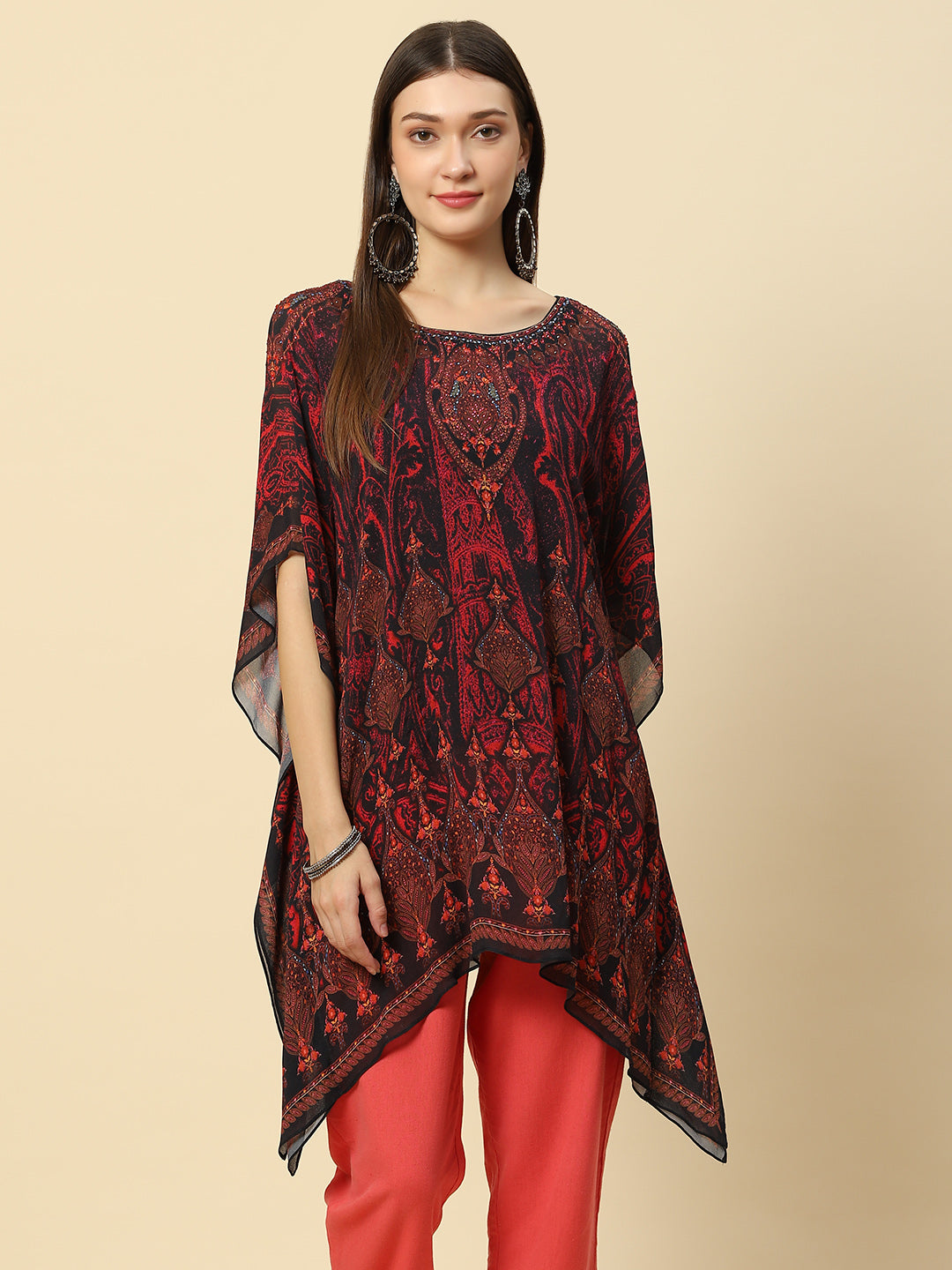 Digital Printed Georgette Kaftan Kurta