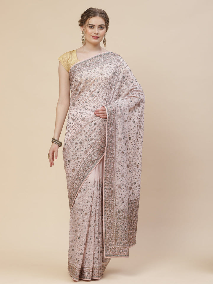 Resham Jaal Organza Embroidered Saree
