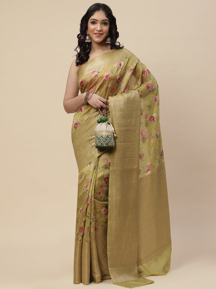 Floral Digital Printed Handloom Saree