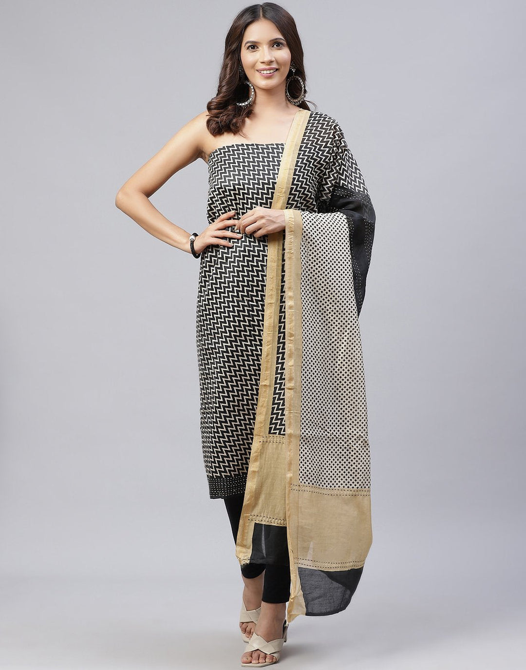 Printed Chanderi Suit Piece