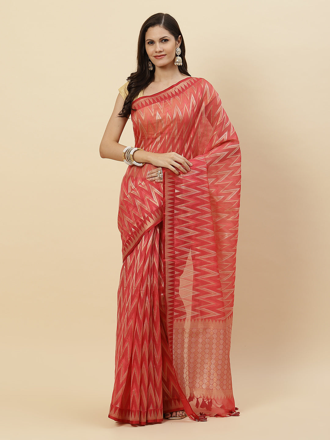 Zari Jaal Cotton Woven Saree