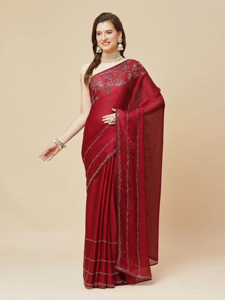 Swarovski Jaal Embroidered Art Chiffon Saree