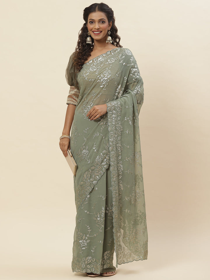 Sequence Embroidered Georgette Saree