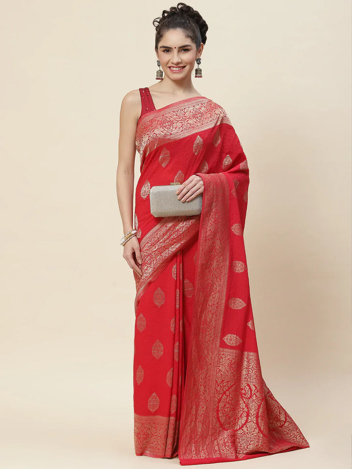 Zari Booti Tussar Plain Saree