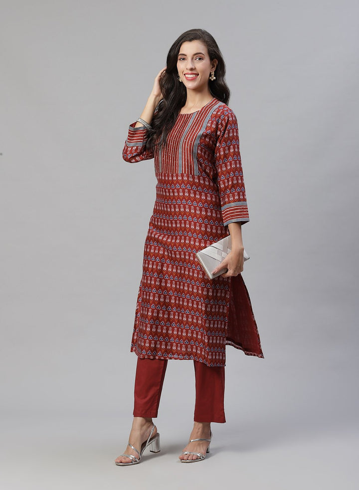 Printed Cotton Kurti With Pant