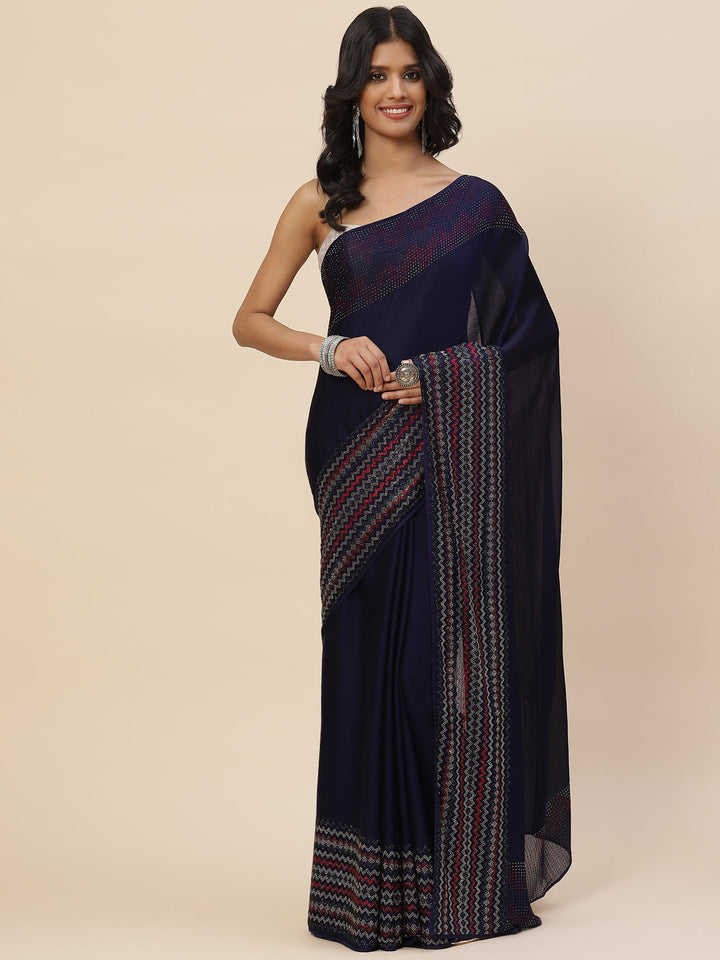 Stone Embroidered Crepe Saree