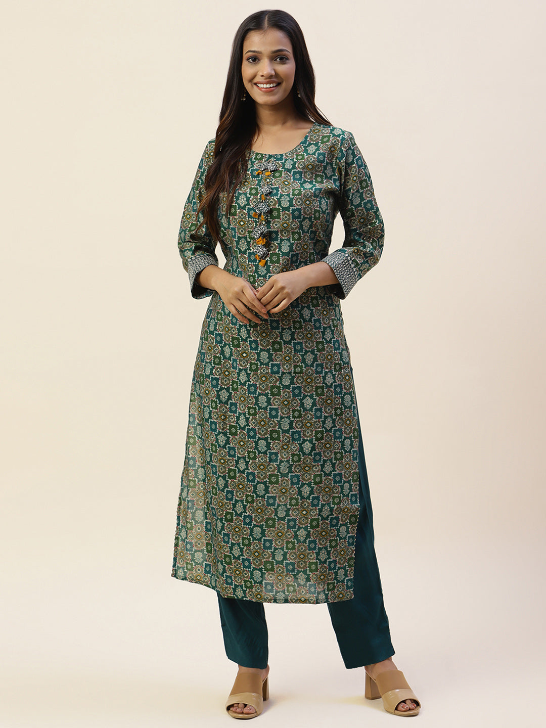 Printed Cotton Kurta With Pants