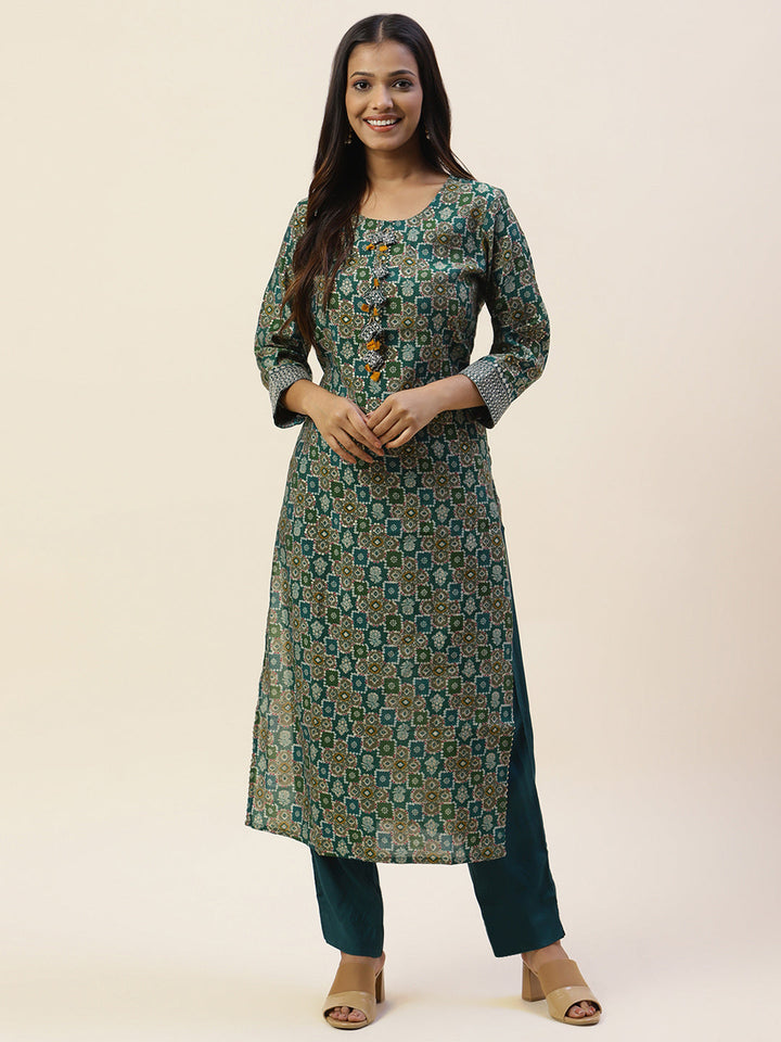 Printed Cotton Kurta With Pants