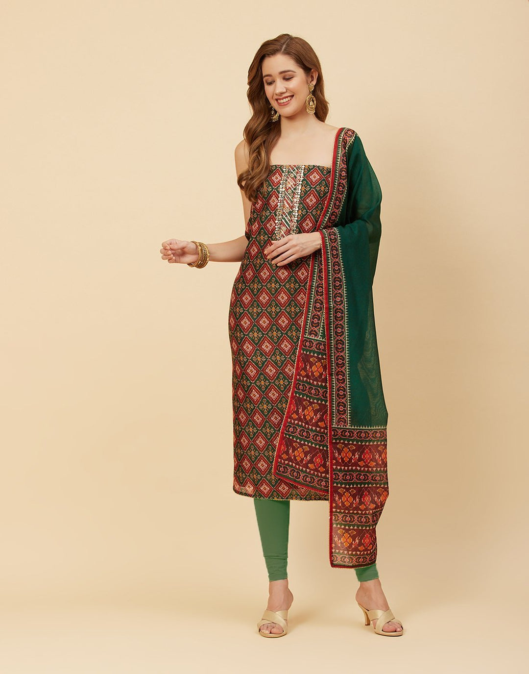 Printed Chanderi Suit Piece