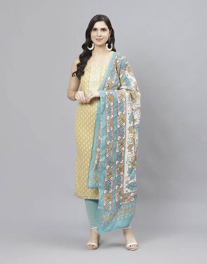 Printed Cotton Suit Piece With Dupatta