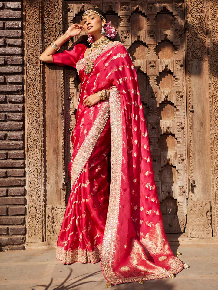 Gota Work Embroidered Organza Saree