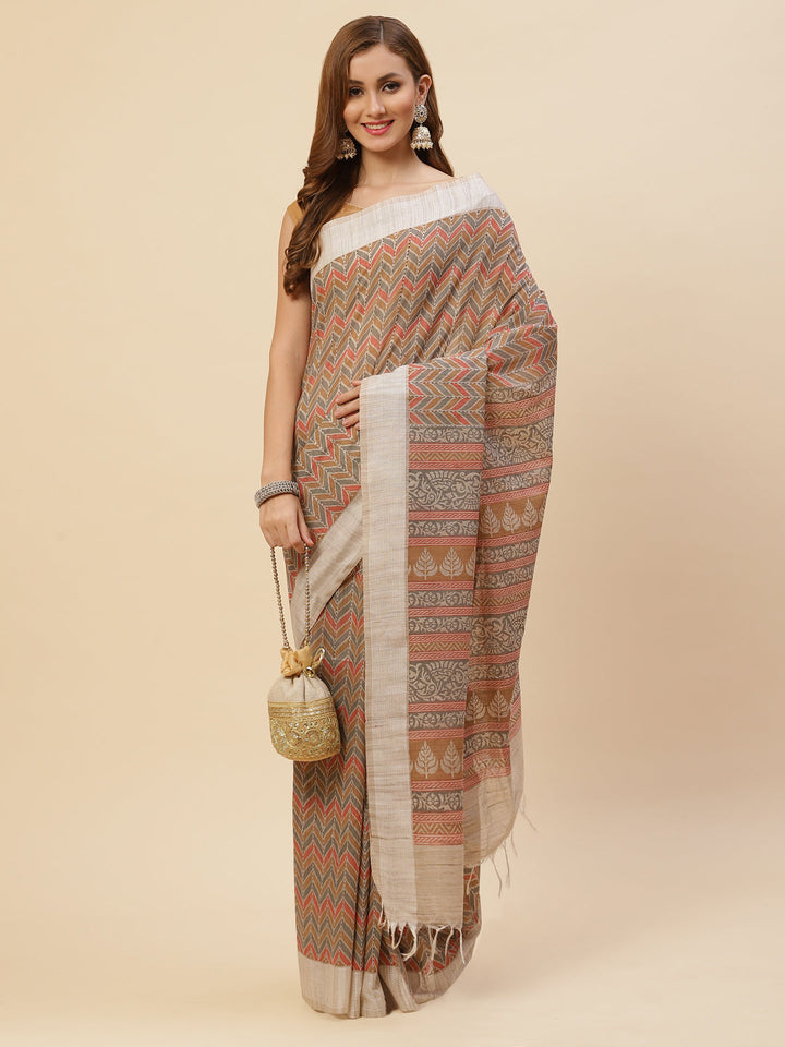 Resham Border Printed Cotton Saree
