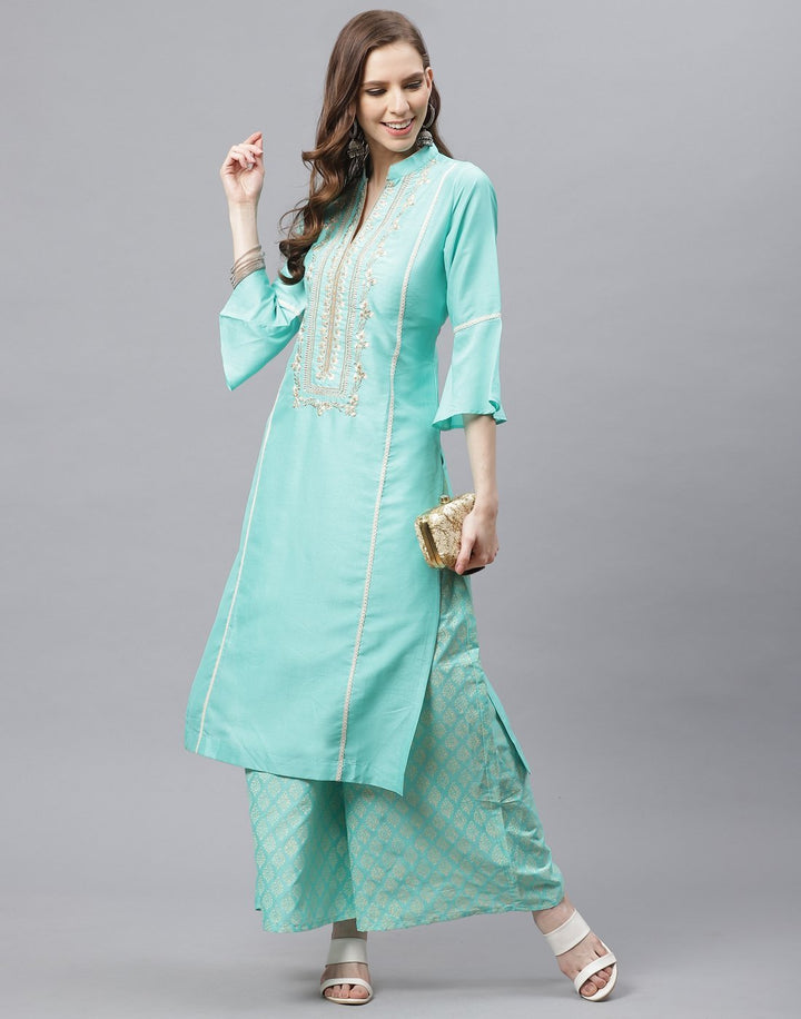 Elegant Chanderi Kurta Plazzo Set