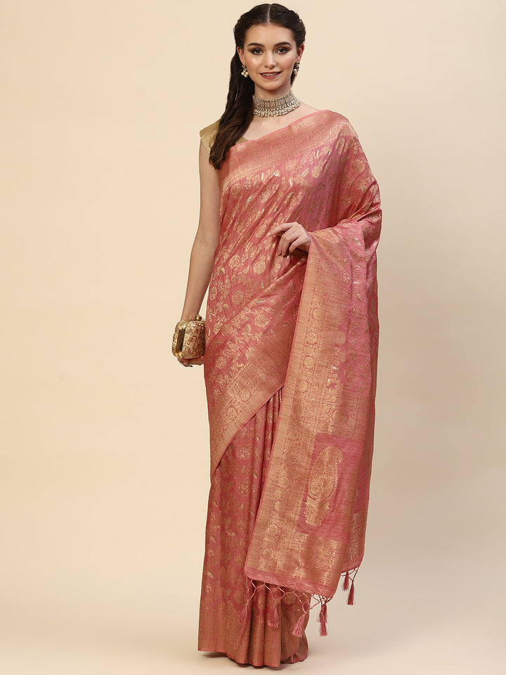 Floral Zari Jaal Handloom Woven Saree