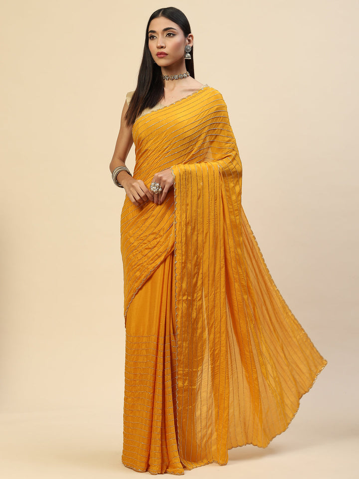 Cutdana Embroidered Crepe Saree